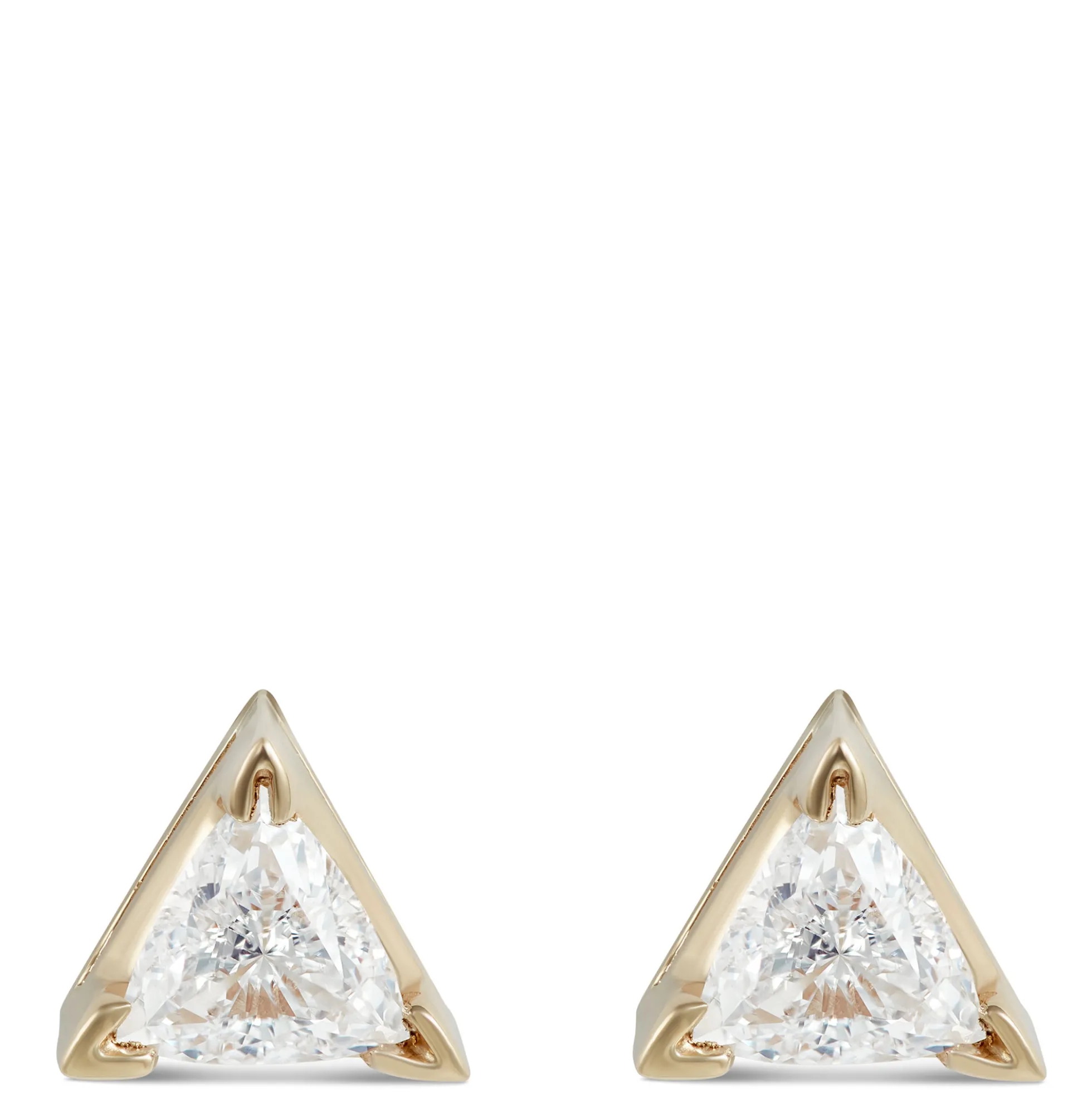 Fancy Shape Trillion Diamond Stud, ⅓ Carat, 14K Yellow Gold