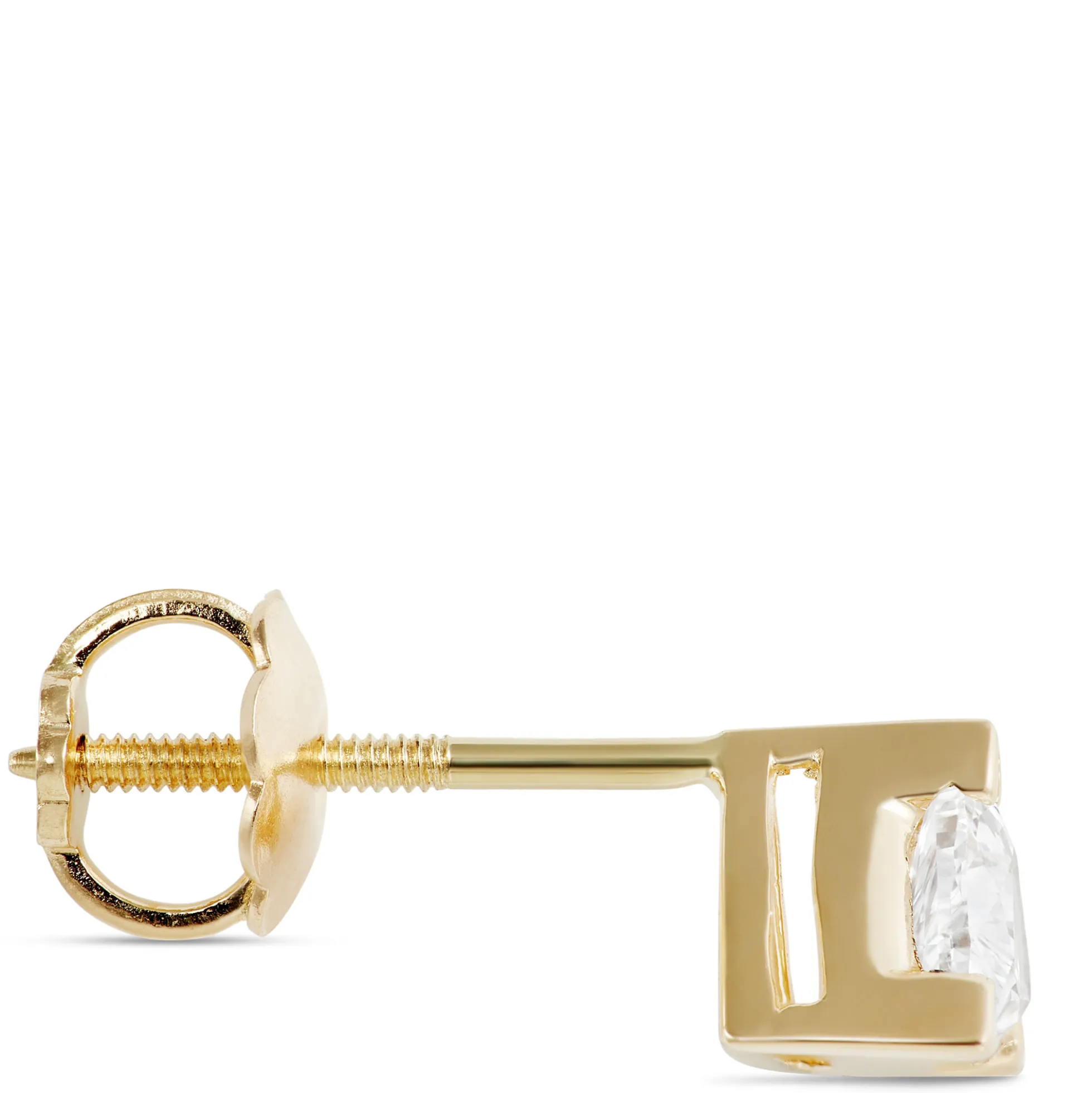 Fancy Shape Trillion Diamond Stud, ⅓ Carat, 14K Yellow Gold