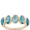 Five Oval Blue Topaz Ring, 14K Yellow Gold