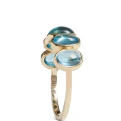 Five Oval Blue Topaz Ring, 14K Yellow Gold