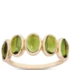 Five Oval Green Tourmaline Ring, 14K Yellow Gold