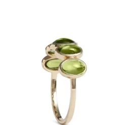 Five Oval Green Tourmaline Ring, 14K Yellow Gold