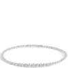 Flexy Bead Bangle with Diamond Cluster Stations, 14K White Gold