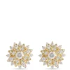Floral Diamond Studs, 14K Yellow Gold