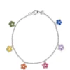 Floral Sapphire Charm Bracelet, 14K White Gold