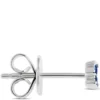 Floral Shape Sapphire and Diamond Single Stud, 14K White Gold