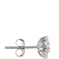 Flower Shaped Cluster Diamond Studs, ½ Total Carat Weight 14K White Gold
