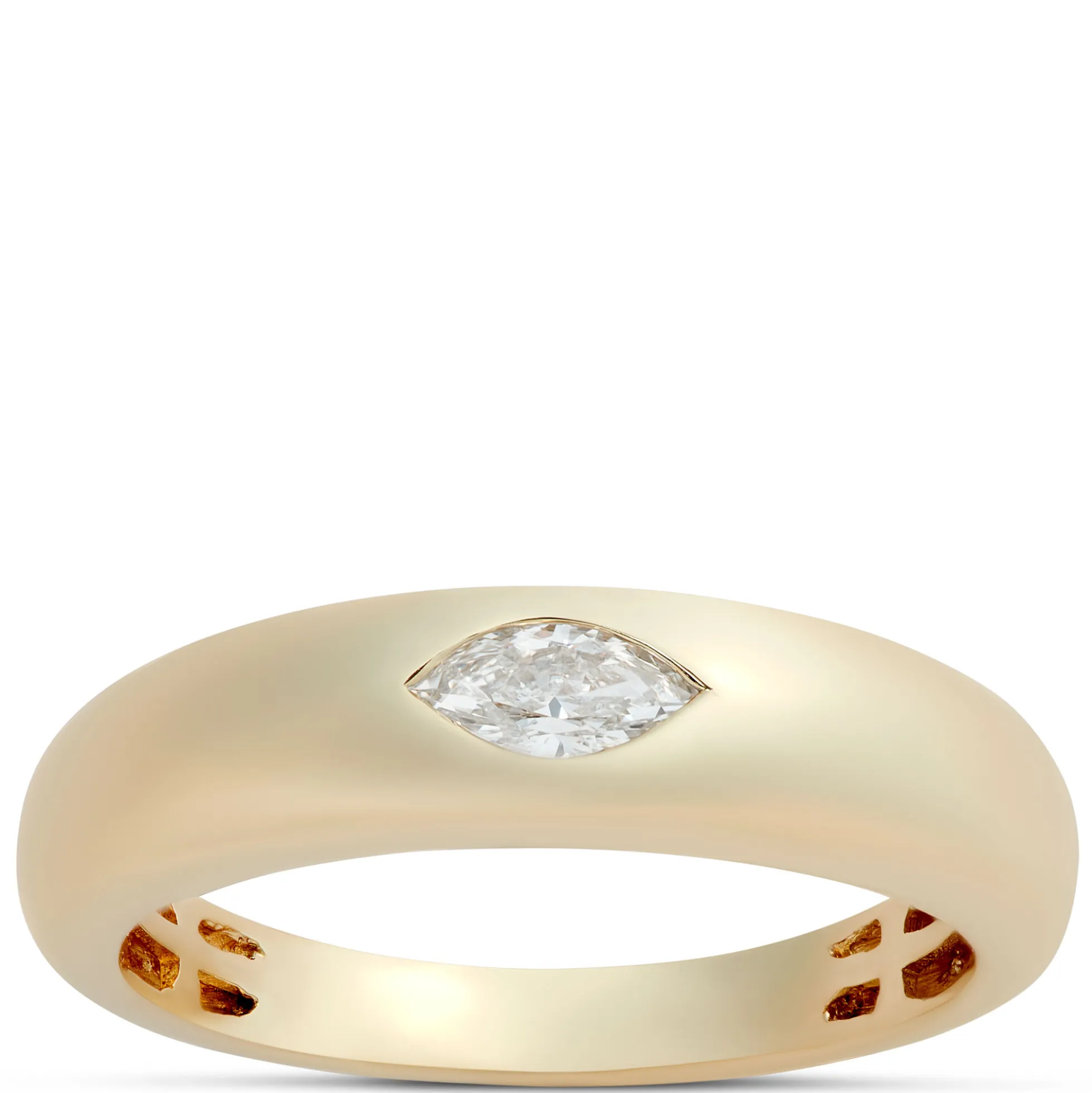Flush Set Diamond Ring, 14K Yellow Gold