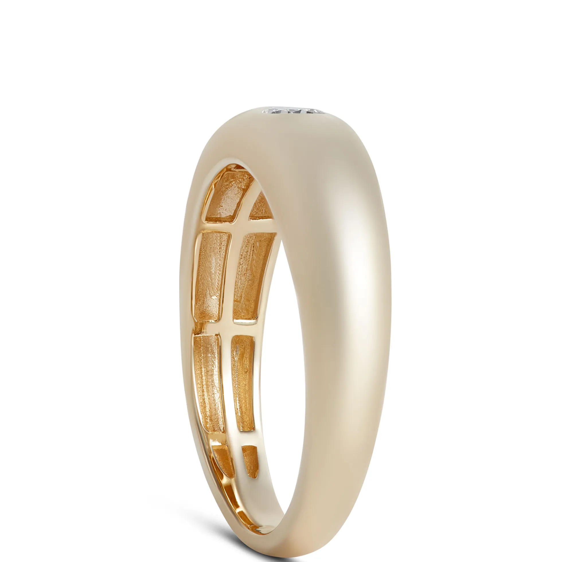 Flush Set Round Diamond Ring, 14K Yellow Gold