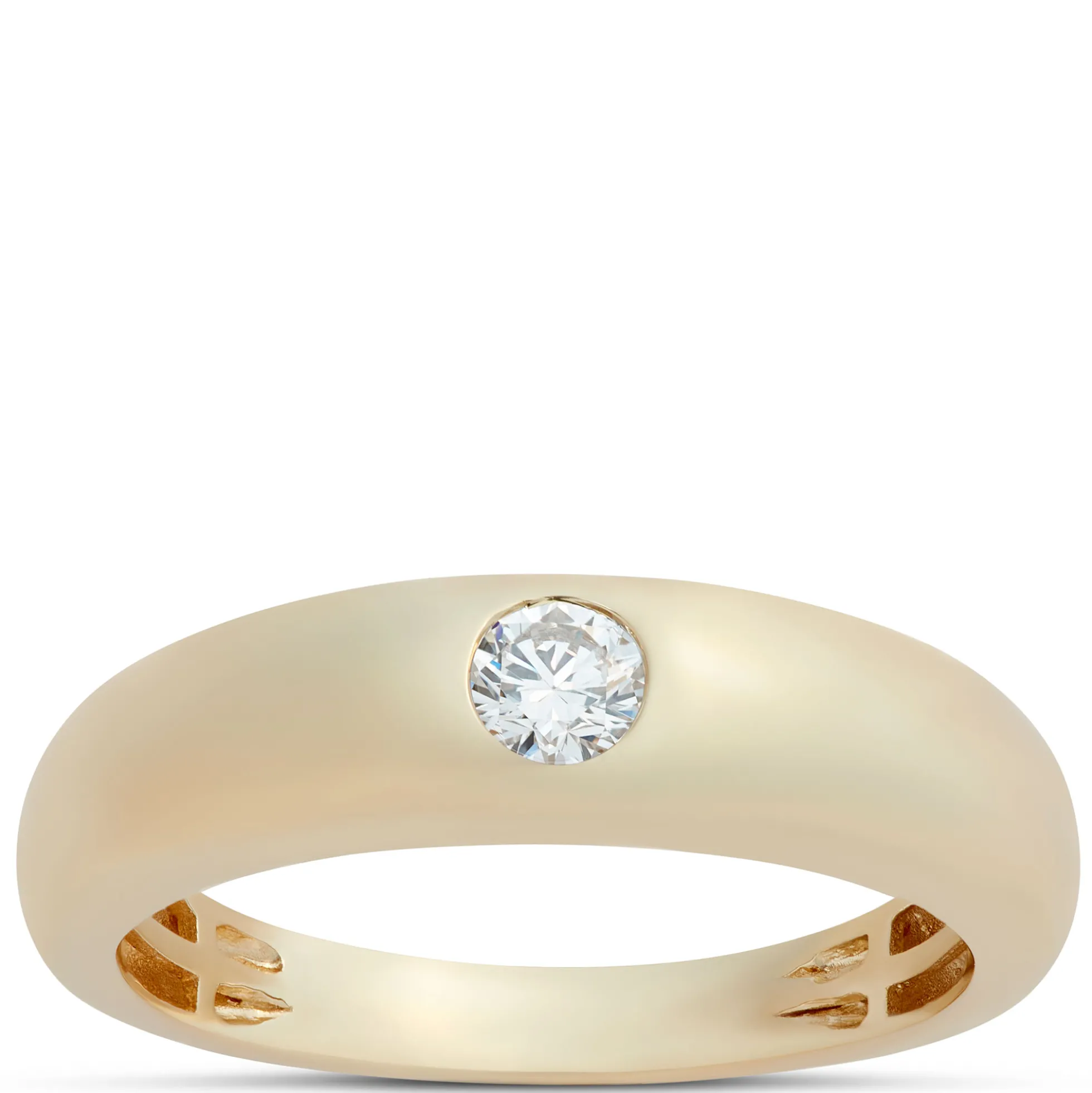 Flush Set Round Diamond Ring, 14K Yellow Gold