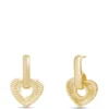 Fluted Heart Earrings with Diamond Cut Edge, 14K Yellow Gold