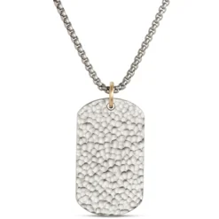 Foiled Stainless-Steel Dog Tag Pendant on 24-Inch Stainless-Steel Chain