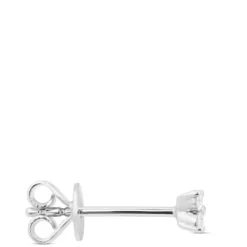 Four Diamond Flower Single Stud Earring, 14K White Gold
