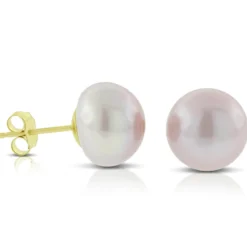 Freshwater Cultured Pearl Pink Stud Earrings 14K