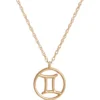Gemini Zodiac Sign Pendant Necklace, 14K Yellow Gold