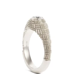 Gents Fluted Shank Diamond Ring, 18K White Gold