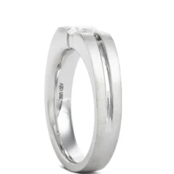 Gents Negative Channel Diamond Ring, 18K White Gold