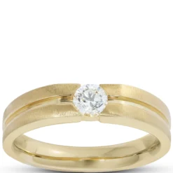 Gents Negative Channel Diamond Ring, 18K Yellow Gold
