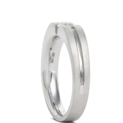 Gents Negative Channel Diamond Ring, 18K White Gold