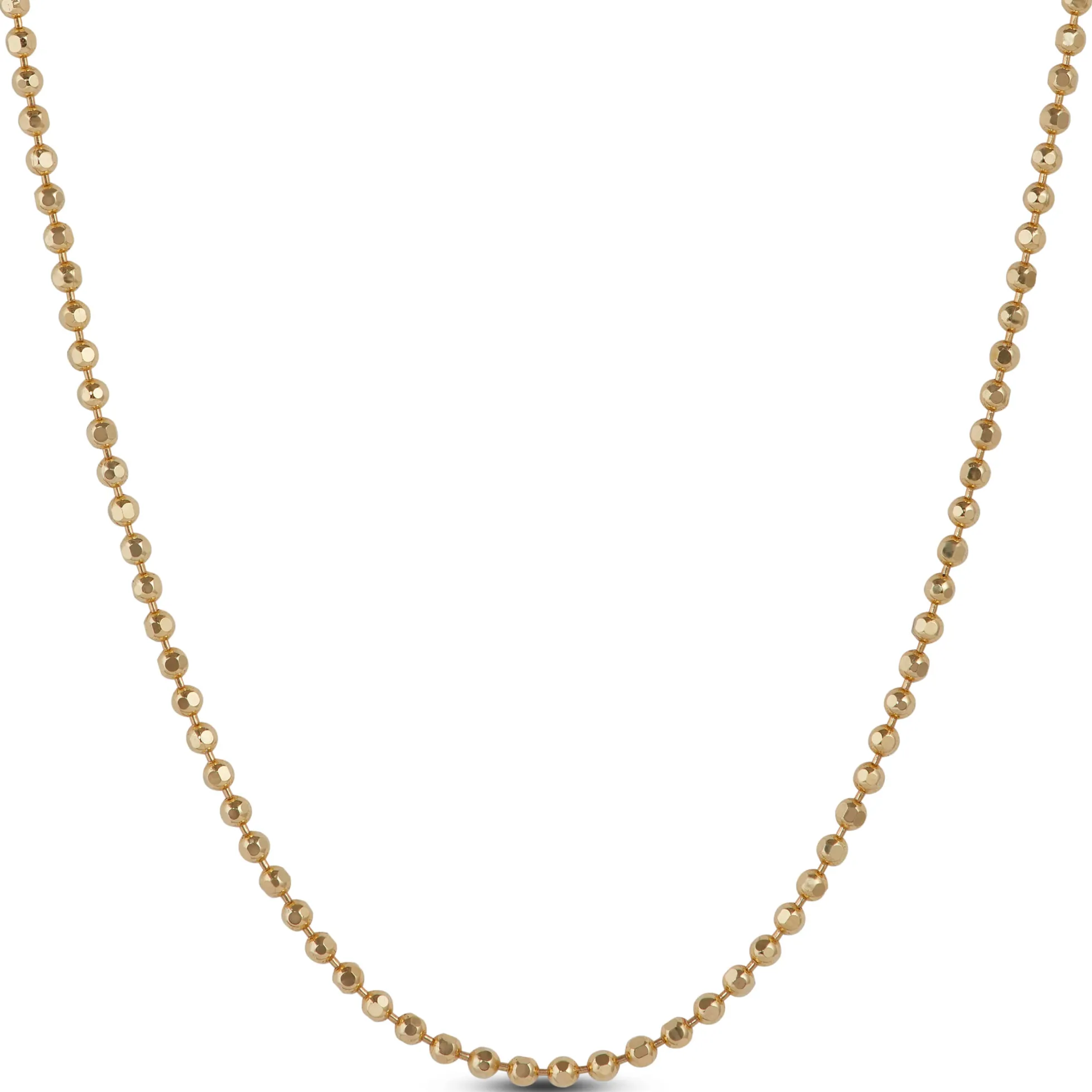 Gold Beaded Chain, 14K Yellow Gold 18"