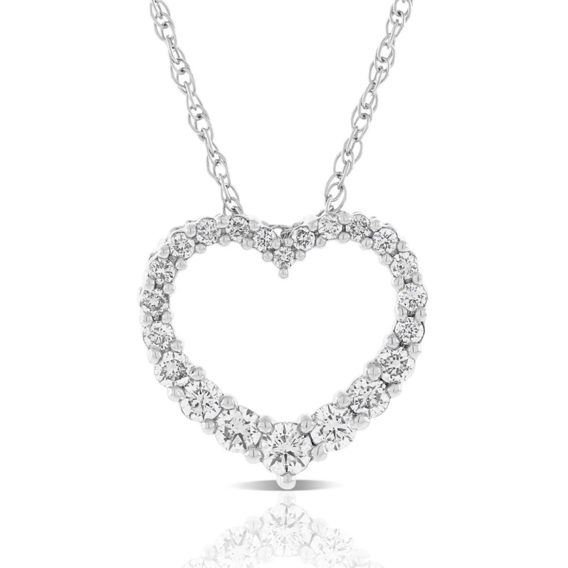 Graduated Diamond Heart Pendant 14K, 1/2 ctw.