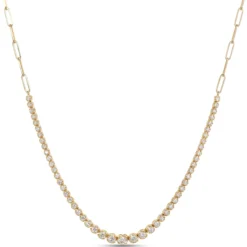 Graduated Round Diamond Necklace, 14K Yellow Gold