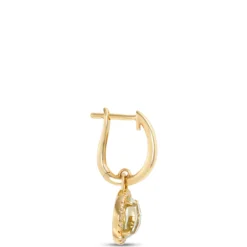 Green Quartz Dangle Earrings, 14K Yellow Gold
