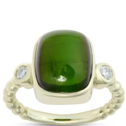 Green Tourmaline and Diamond Ring, 14K Yellow Gold