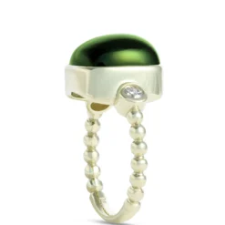 Green Tourmaline and Diamond Ring, 14K Yellow Gold