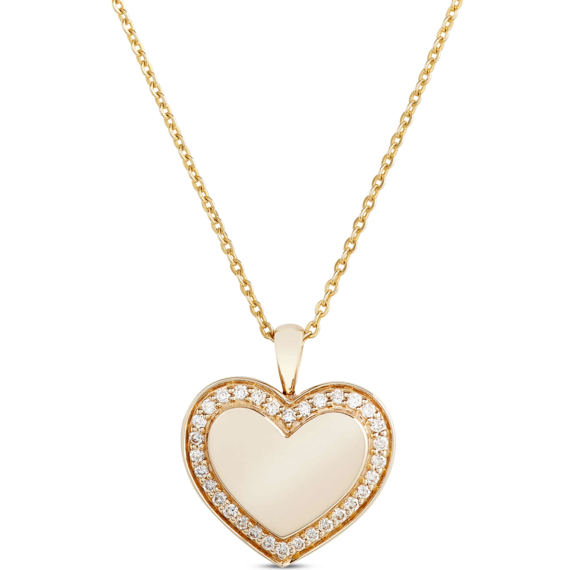Heart-Shaped Cluster Diamond Pendant, 14K Yellow Gold