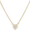 Heart Shaped Diamond Necklace, 14K Yellow Gold