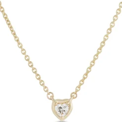 Heart Shaped Diamond Necklace, 14K Yellow Gold