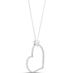 Heart Shaped Diamond Pendant Necklace, ½ Carat Total Weight, 14K White Gold