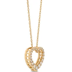 Heart-Shaped Diamond Pendant Necklace, 14K Yellow Gold