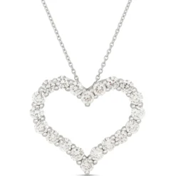 Heart-Shaped Diamond Pendant Necklace in 14K White Gold
