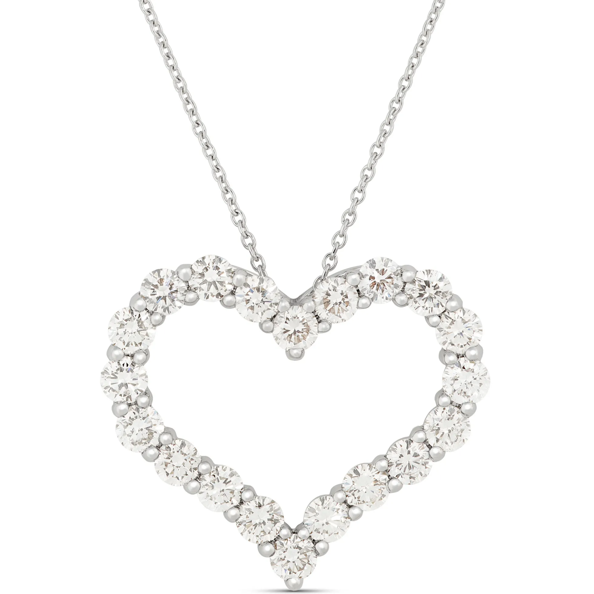 Heart-Shaped Diamond Pendant Necklace in 14K White Gold