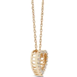 Heart Shaped Diamond Pendant Necklace, 14K Yellow Gold