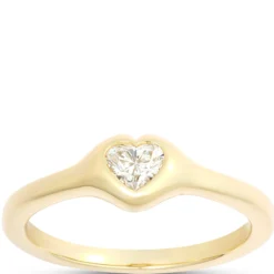 Heart Shaped Diamond Ring, ¼ Carat, 14K Yellow Gold