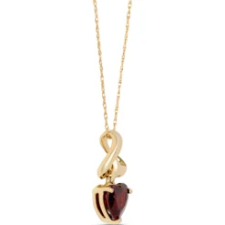 Heart Shaped Garnet Pendant Necklace, 14k Yellow Gold