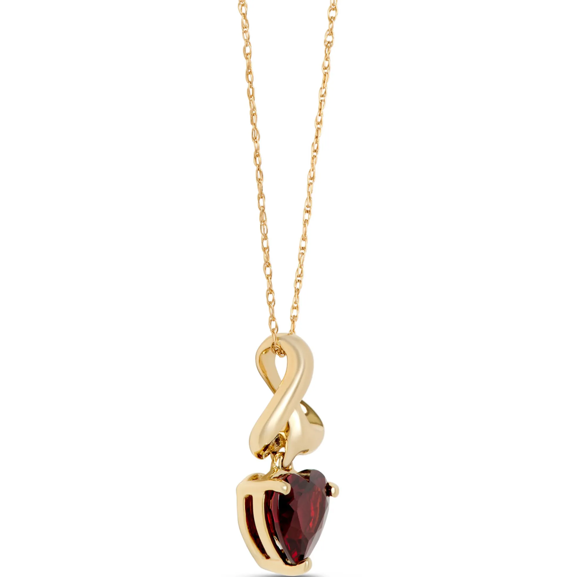 Heart Shaped Garnet Pendant Necklace, 14k Yellow Gold