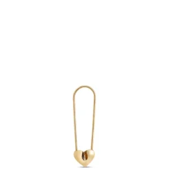 Heart Shaped Pin Hoops, 14K Yellow Gold