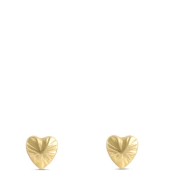 Heart Shaped Stud Earrings, 14K Yellow Gold