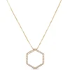Hexagon Diamond Pendant Necklace, 14K Yellow Gold