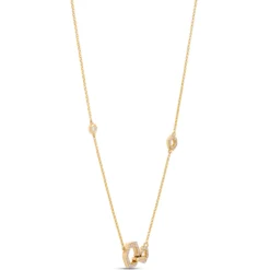 Hex Shaped Stations Diamond necklace, 14K Yellow Gold