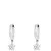 Huggie Hoops With Diamond Drops, 18K White Gold