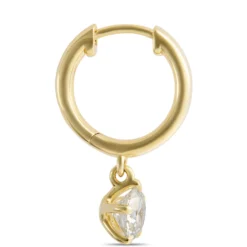 Huggie Hoops With Diamond Drops, 18K Yellow Gold
