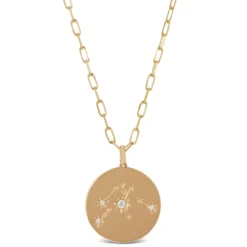 Ikuma Canadian Diamond Aquarius Zodiac Necklace, 14K Yellow Gold