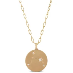 Ikuma Canadian Diamond Aries Zodiac Necklace, 14K Yellow Gold