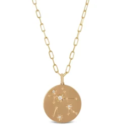 Ikuma Canadian Diamond Gemini Zodiac Necklace, 14K Yellow Gold