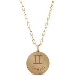 Ikuma Canadian Diamond Gemini Zodiac Necklace, 14K Yellow Gold